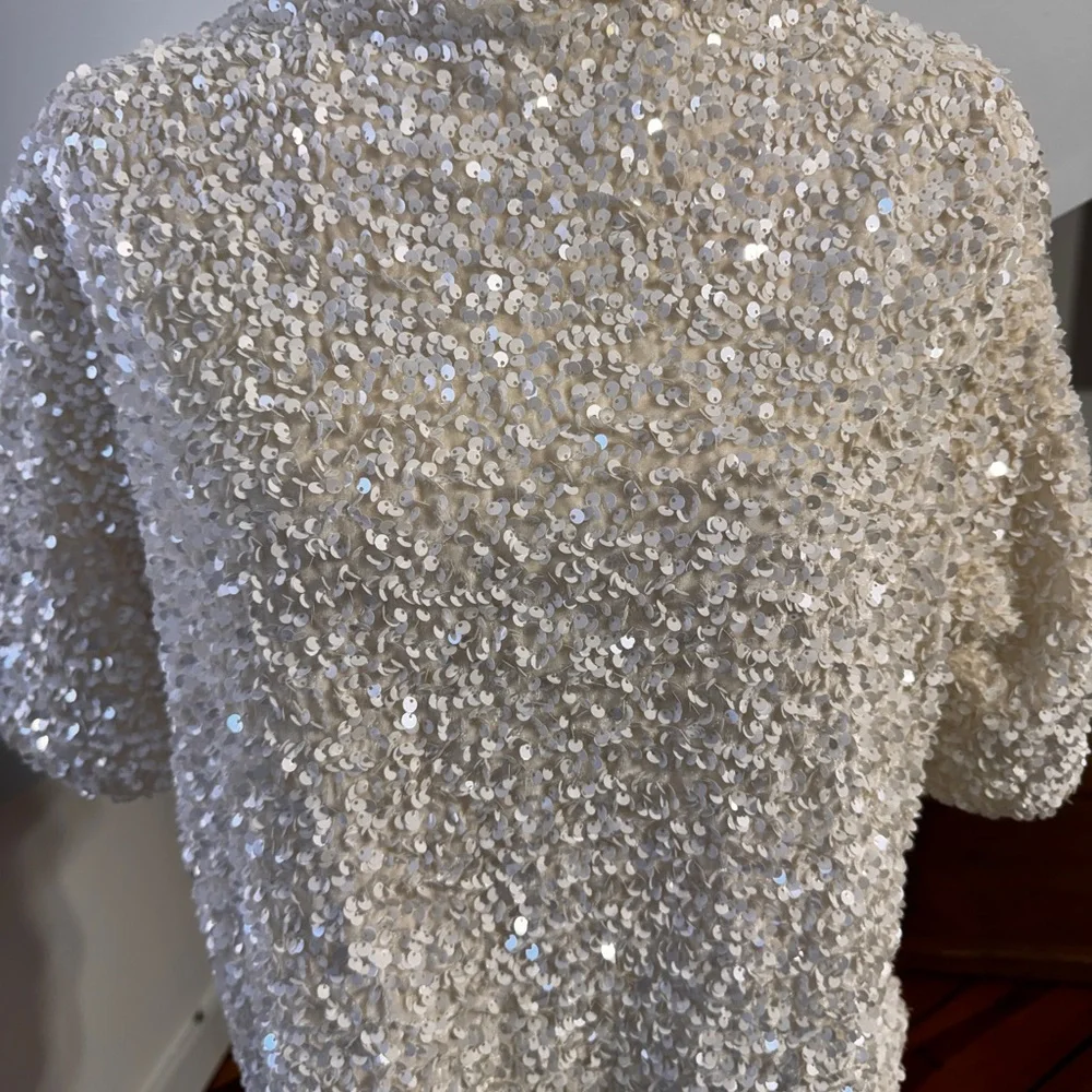 H&M Cream Sequin Blouse - Picture 4 of 8